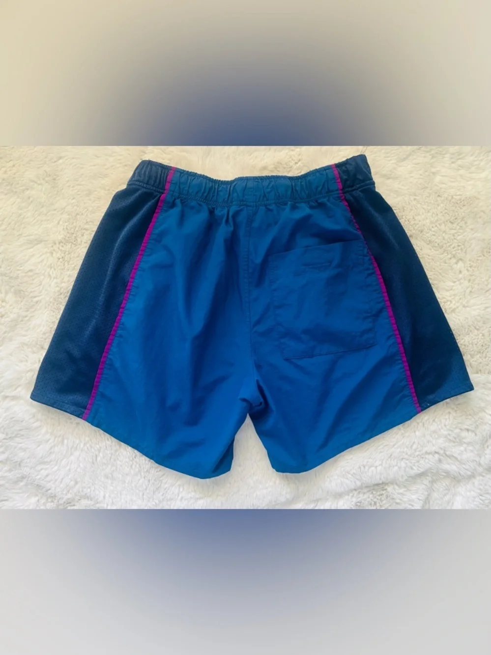 Real Bad Man Blue Paradise Shorts Swim Trunks with Flower Patch  Size: Large